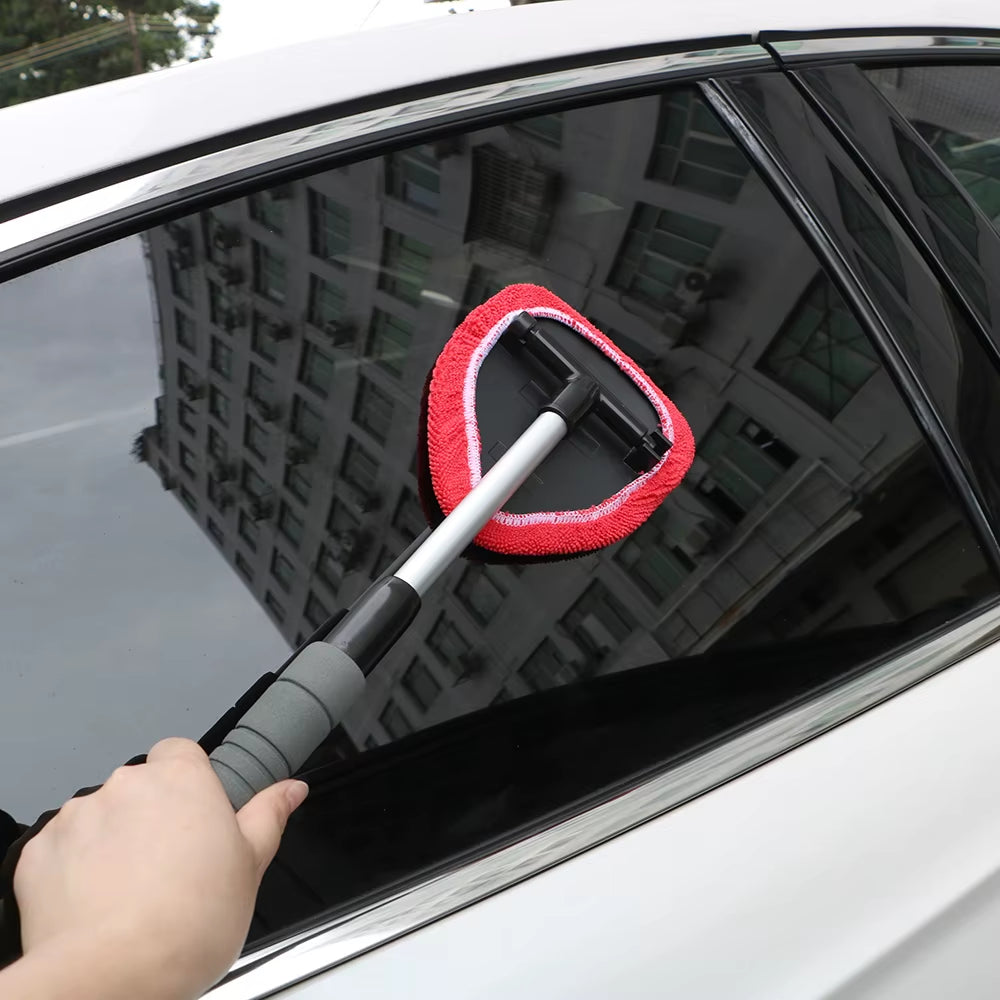 Window Scraping Mist Eliminator Microfiber Car Window Cleaner Telescopic Window Glass Cleaner Car Windshield Cleaning Brush