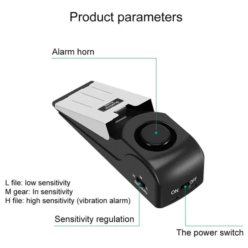 120Db Wireless Door Stop Stopper Alarm Block Blocking System Door Blocking Device Home Travel Mini Anti-Theft Wedge Shaped