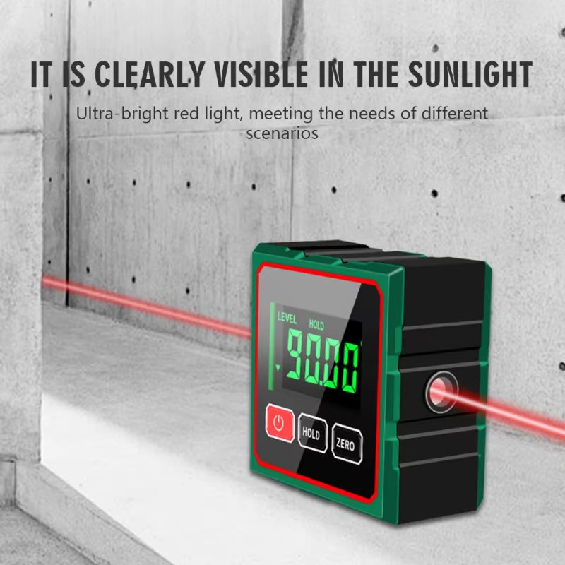 Mini Four Sides Magnetic Electronic Laser Digital Protractor Gauge Inclinometer Level Magnets Level Ruler Angle Slope 0-90°