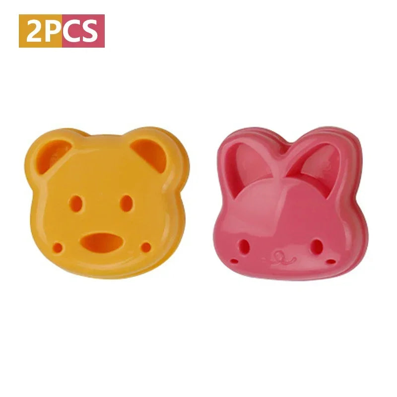 2Pcs Sandwich Mould Bear Cat Rabbit Car Shaped Bread Mold Cake Biscuit Embossing Device Crust Cookie Cutter Baking Pastry Tools
