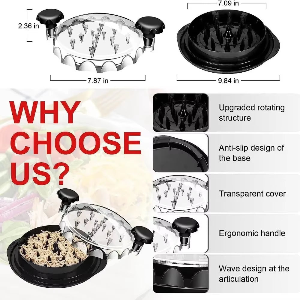 Chicken Shredder Tool, Chicken Breast Shredding Separation Mincing Grinder Machine with Lid for Shredding Chicken, Pork, Beef