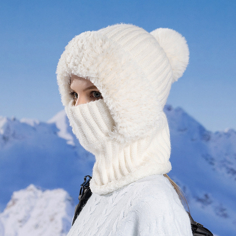 Gorro de punto, bufanda y mascarilla 3 en 1: artículos esenciales de invierno para mujer