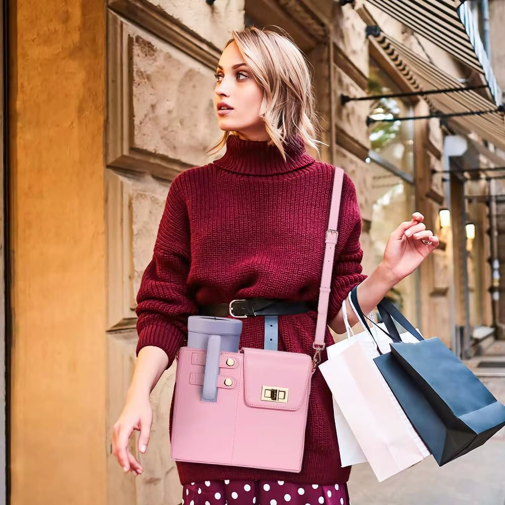 Outdoor Portable Women Crossbody Water Cup Storage Bag with Purse, Multifunctional Crossbody Shoulder Bag Water Bottle Holder