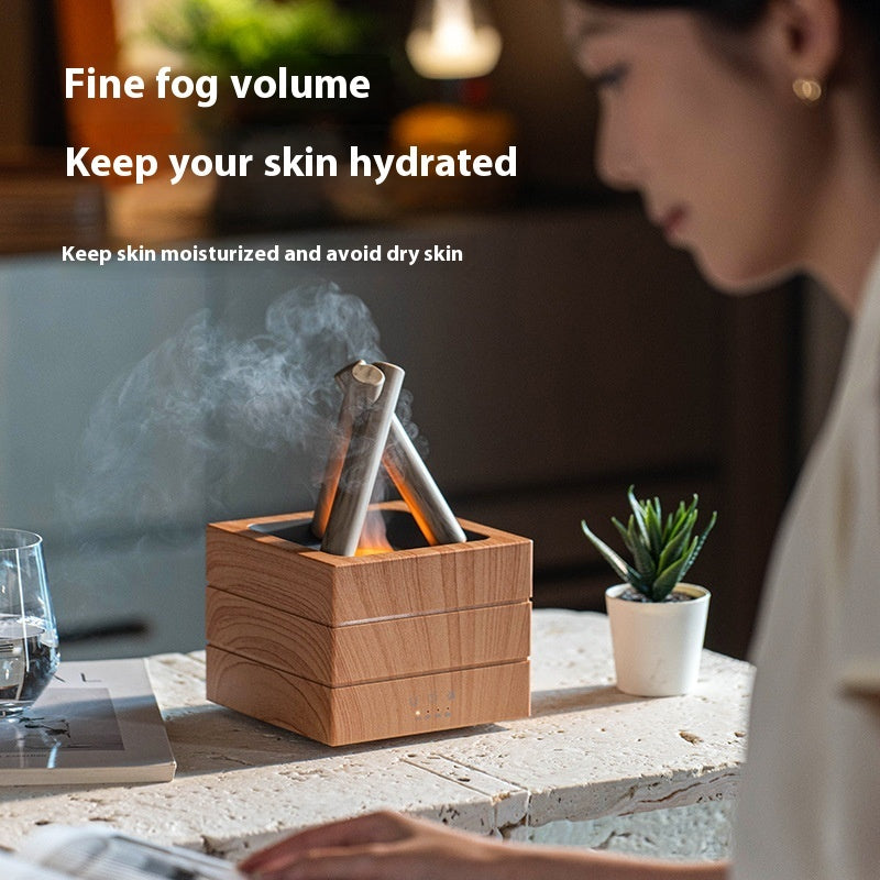 Flame Effect Humidifier - Aromatherapy Diffuser with Flame Effect &amp; LED Lighting
