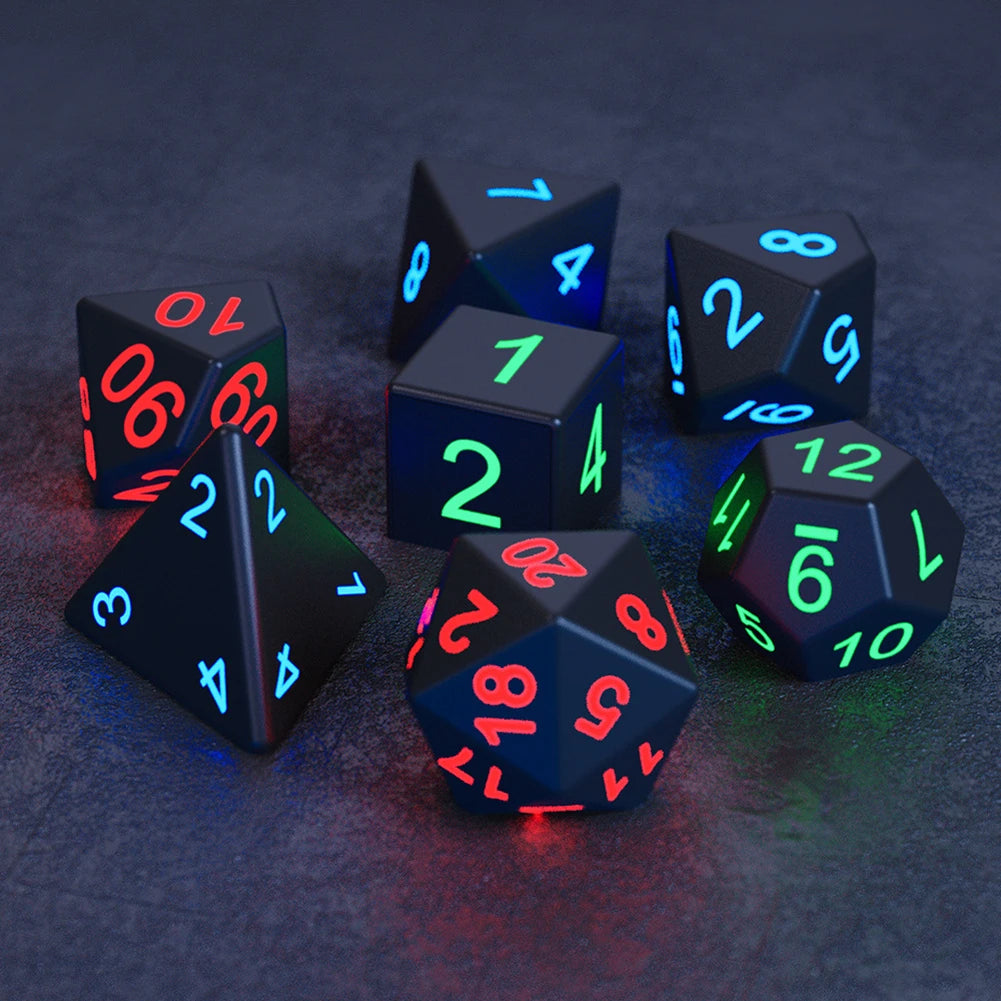 7Pcs/Set Electronic Luminous LED DND Dice Set Multiple Sided Dice for Adults Board Game Party Entertainment Toys