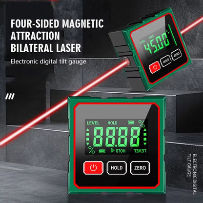Mini Four Sides Magnetic Electronic Laser Digital Protractor Gauge Inclinometer Level Magnets Level Ruler Angle Slope 0-90°