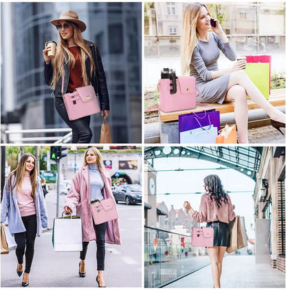 Outdoor Portable Women Crossbody Water Cup Storage Bag with Purse, Multifunctional Crossbody Shoulder Bag Water Bottle Holder