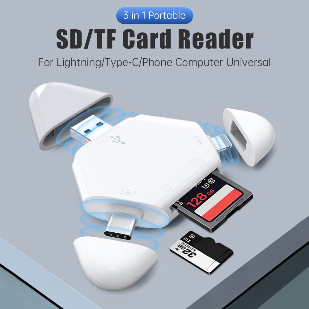 3-in-1 Magnetic USB Card Reader - SD &amp; TF Cards