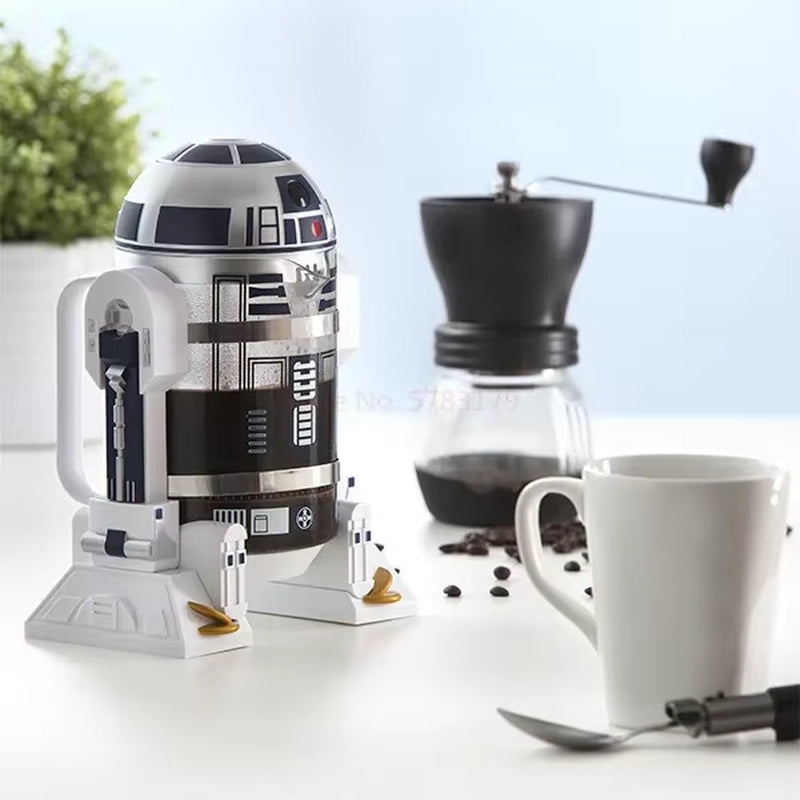 960Ml Moka Hand Coffee Maker R2-D2 Cartoon Star Wars Robot Office Home Manual Thermal Stainless Steel Pressing Mini Coffee Pot