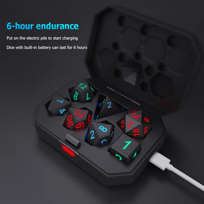 7Pcs/Set Electronic Luminous LED DND Dice Set Multiple Sided Dice for Adults Board Game Party Entertainment Toys