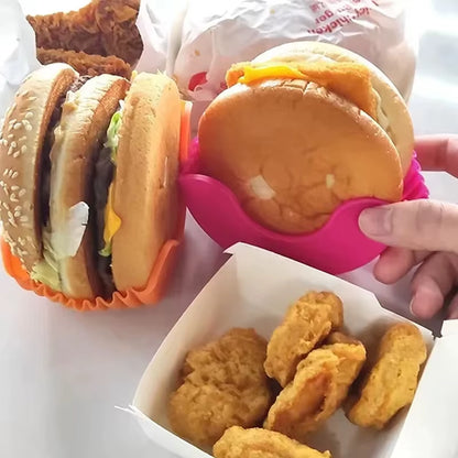 4Pcs Retractable Hamburger Holders Hamburger Fixed Box Sandwich Burger Clip Rack Washable Silicone French Fry Hamburger Sauce