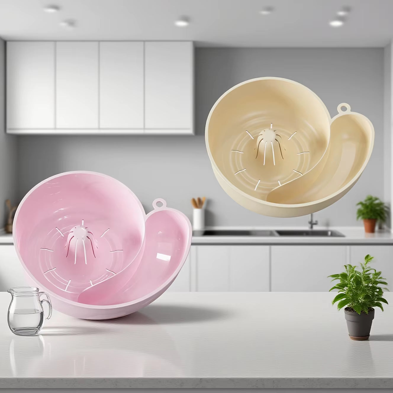 Self-Cleaning Snail-Shaped Draining Basket Durable Plastic Sink Organizer with Automatic Cleaning System Wet-Dry Separation