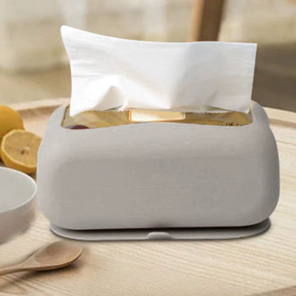 Punch-Free Silicone Tissue Box with Suction Cup Stable Large Paper Towels Box for Home Car