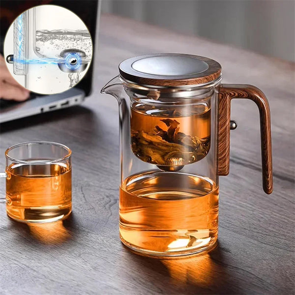 Magnetic Glass Teapot with Wooden Handle