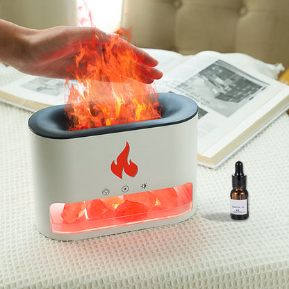 Humidificador de llama - Efecto de fuego 3D con aromaterapia y piedra de sal
