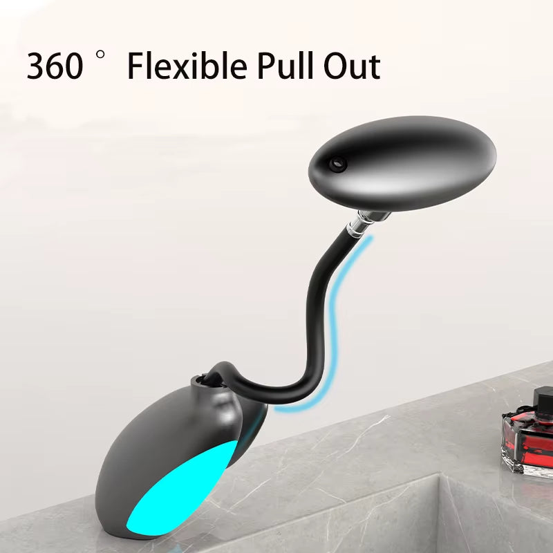 Deck Mounted Bathroom LED Pull Out Faucet Waterfall Basin Sink Faucet 4 Modes Water Outlet Cold and Hot Mixer Tap Matte Black
