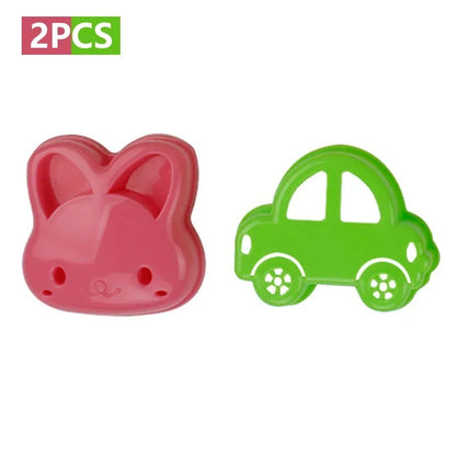 2Pcs Sandwich Mould Bear Cat Rabbit Car Shaped Bread Mold Cake Biscuit Embossing Device Crust Cookie Cutter Baking Pastry Tools