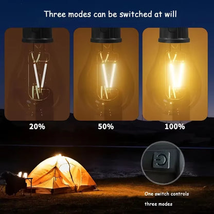 1/2Pcs Camping Tent Light with Solar Charging Tungsten Filament Bulb Outdoor Camping Tent Light Strip Three Lighting Modes