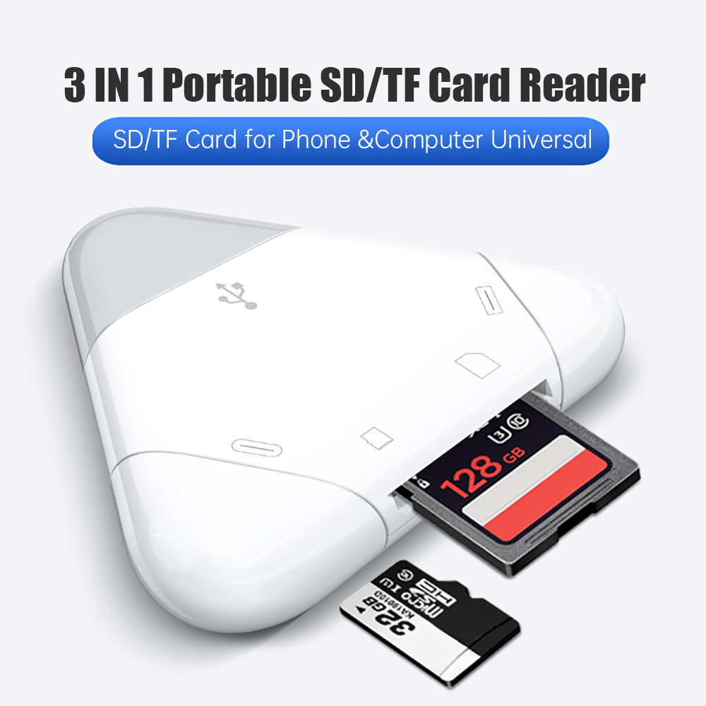 3-in-1 Magnetic USB Card Reader - SD &amp; TF Cards