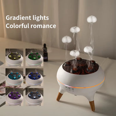 Dynamic Multi Spray Incense Humidifier with Colorful Light Remote Control Desk Flame Humidifier for Home Fog Quantity Decoration
