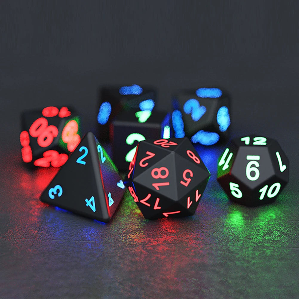 7Pcs/Set Electronic Luminous LED DND Dice Set Multiple Sided Dice for Adults Board Game Party Entertainment Toys