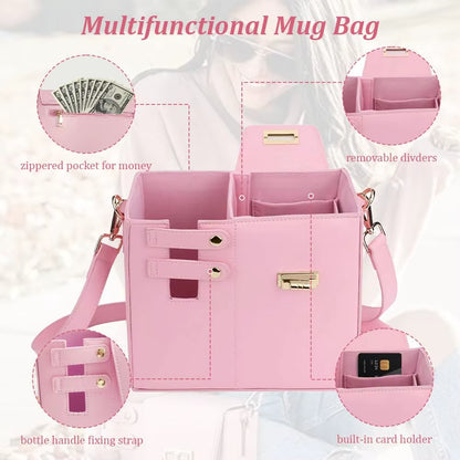 Outdoor Portable Women Crossbody Water Cup Storage Bag with Purse, Multifunctional Crossbody Shoulder Bag Water Bottle Holder