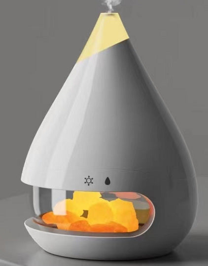 Humidificador de llama - Efecto de fuego 3D con aromaterapia y piedra de sal