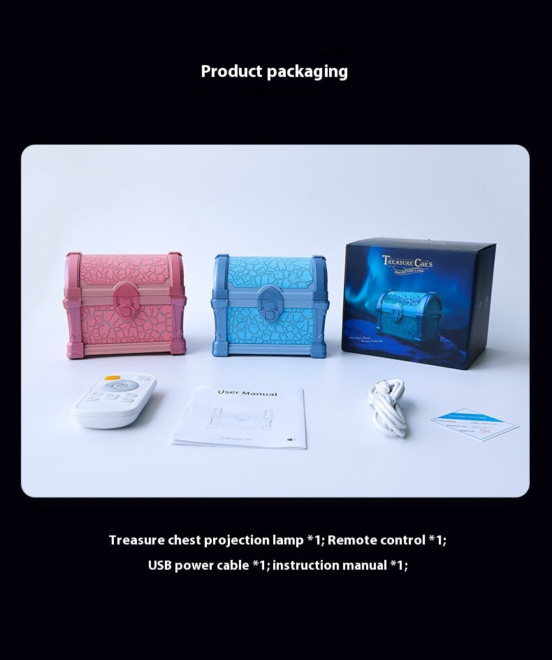 Treasure Chest Night Light - Starry Sky Projection with Mood Lighting