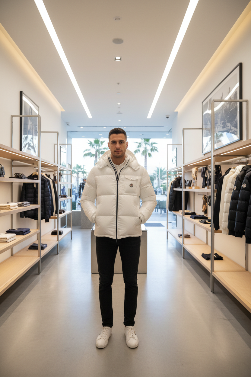 Witte Moncler jas - vooraanzicht