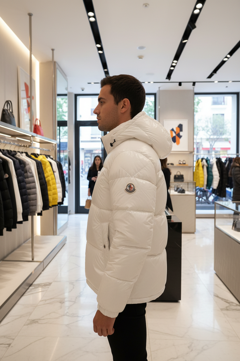 Witte Moncler jas - zijaanzicht